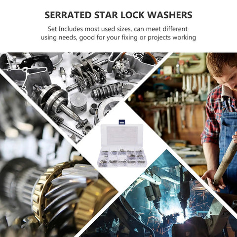 Large Lock Washer Assortment Kit With 400 Stainless Steel Internal And External Serrated Tooth Washers M2 for industrial use