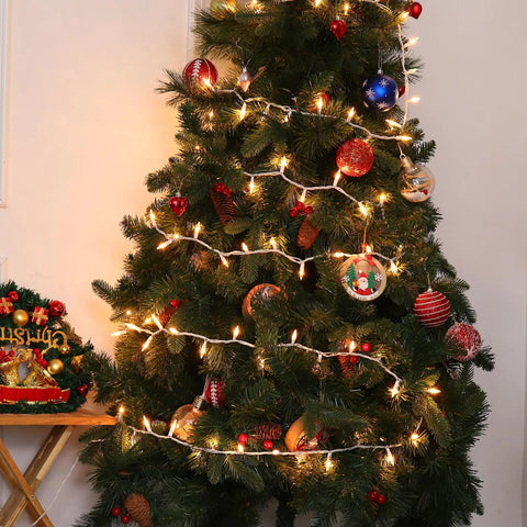 100 Count Clear White Wire UL Listed Connectable Warm White String Lights on Christmas Tree for Home Decor