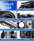 Product details of Underwater Camera Housing For Olympus TG-7 With Wide Angle Lens And Red Filter, showing shutter and control buttons.