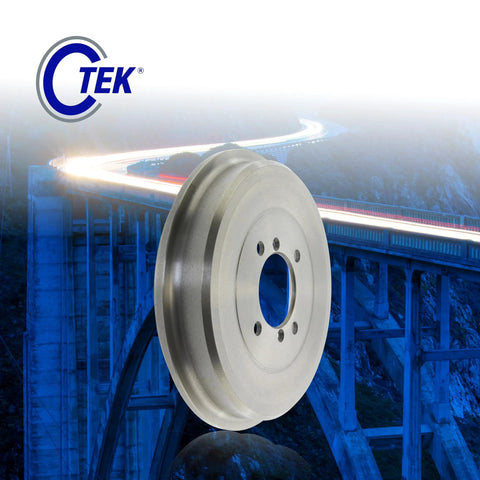 Centric 123.42002 C-Tek rear brake drum, silver metal, front view