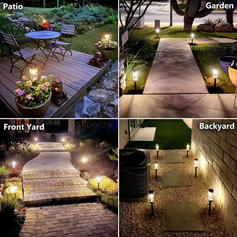 Eight Pack Solar Pathway Lights Outdoor LED Waterproof 3000K Tungsten Filament Bulbs For Lawn Garden Driveway Walkways And Patios, Bright Landscape Lighting That Transforms Yards installed in various outdoor settings