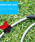 42 Pcs All In One Drip Irrigation Fittings Kit With Switch Valves Tees on a garden hose over grass