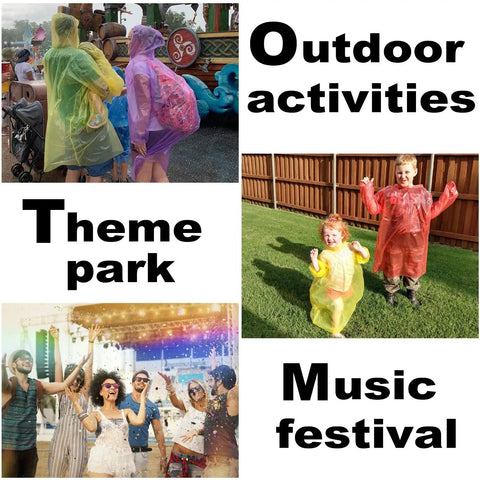Family Pack Of 12 Disposable Rain Ponchos For Kids And Adults, Clear Emergency Hooded Ponchos For Camping And Hiking Outdoors