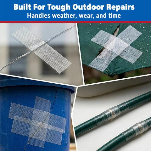 Clear Repair Tape 2 Inch By 20 Yards Semi Transparent Duct Tape For Discreet Repairs Waterproof Weather Resistant Indoor Outdoor Heavy Duty Use No Fuss On All Surfaces Like Plastic Glass Vinyl Screens And More used on various surfaces for repair