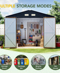 10x12 Ft Outdoor Storage Shed With Skylight Roof Panels, Beefy Rust-Resistant Metal Garden Tool Shed With Lockable Doors And Windows