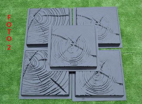 DIY Concrete Molds Set, 5 Pcs ABS Plastic Stone Paver Molds for Garden Pathways and Patios, grey molds on grass