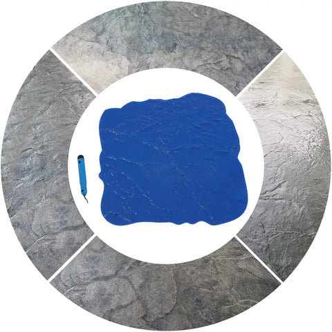 Concrete Stamp Mat 18-Inch By 18-Inch For DIY Texturing Walls And Floors With Realistic Slate Pattern, blue polyurethane skin