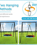 40 Inch Flying Saucer Swing With LED Lights And 440 Lbs Capacity, Heavy Duty A-Frame Metal Swing Stand, two hanging methods