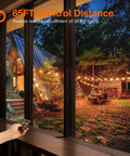 Person using Remote Dimmer Switch For Outdoor String Lights With 300W 2 Hour 4 Hour 6 Hour 8 Hour Timing through window