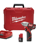 Built Tough 12 Volt Cordless Impact Wrench Kit With Dual Battery And Rapid Charger Standard Drive, includes wrench, charger, and battery.