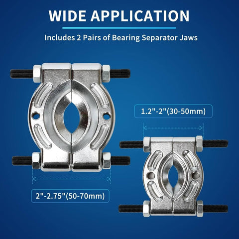 Heavy Duty 14 Piece Bearing Puller Set With 5 Ton Capacity Includes 2 Inch And 3 Inch Bearing Separator Jaws 6 Inch Yoke