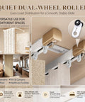 Top Tier Curtain Track Repair Kit Featuring Sixty Super Slick Dual Wheel Rollers And Rust Resistant S Hooks For No Fuss Window Treatments And A Straight Up Fresh Room Refresh Upgrade, showcasing smooth dual-wheel rollers in use.