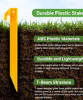 Heavy Duty 9 Inch Plastic Tent Stakes 10 Pack For Tents And Canopies shown with features on soil