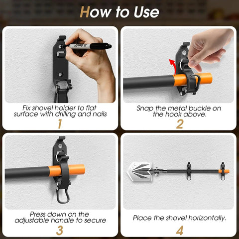 How to use Shovel Mount For Roof Rack And Truck Bed Off Road Shovel Holder With Eight Piece Quick Fist Clamp Kit installation guide.