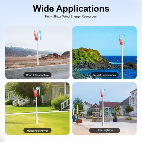 Applications of 400W 24V Wind Turbine Kit With 3-Blade Vertical Axis Generator for road, tourist, household, and street use