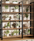 Sixty Five X Fifty L Shaped Bookshelf With Five Tier LED Accent Lighting Ten Spacious Open Compartments Adjustable Leveling Feet Slick Corner Rack For Chill Home Office Setup And Seriously Dope Display with decorative plants