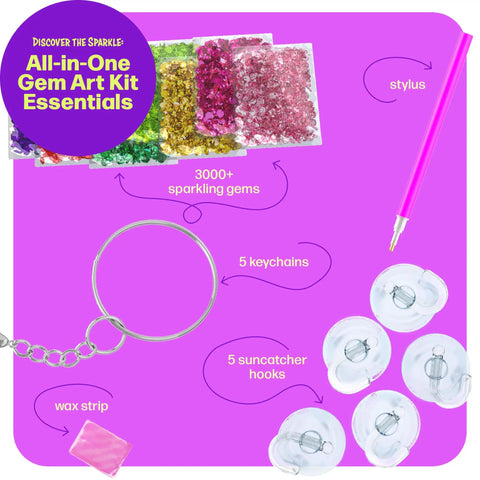 Ultimate Diamond Art Kit For Kids 6-12 3000+ Sparkly Gems For Unicorns, Rainbows, Rockets And More All In One Craft Set For Creative Boys And Girls Perfect Birthday Gift And Classroom Activity, gem kit essentials with stylus and keychains