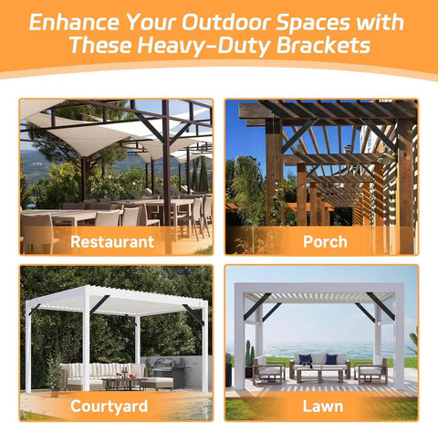 Beefy 45 Degree Corner Bracket Set For Pergolas And Outdoor Structures Rugged Steel Black Mounting Brackets For Gazebos Treehouses And Patios Easy Install Built Tough For Weather Resistant