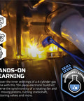 Hands On 4 Cylinder Engine Kit For STEM Lovers with illuminated model parts and skill level icon