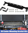 Universal Oil Cooler Mounting Bracket Kit for 330mm Aluminum Alloy Engine Oil Cooler Radiator Adapter Kit and Black Transmission