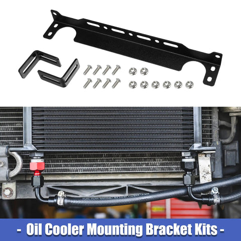Universal Oil Cooler Mounting Bracket Kit for 330mm Aluminum Alloy Engine Oil Cooler Radiator Adapter Kit and Black Transmission