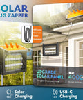 Solar Bug Zapper Outdoor Mosquito Killer 4500V Waterproof Portable Cordless Fly Trap installation on patio