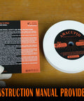 Tough As Nails 400 Grit White Aluminum Oxide Bench Grinder Wheels on display, includes safety manual, 6 inch diameter.