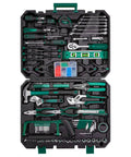 238-Piece Tool Set With Socket Wrench And Auto Repair Tools In Green Plastic Toolbox Case For Home And Car Maintenance, Built Tough Chrome Vanadium Steel, Rust Resistant, Includes Sockets, Wrenches, Screwdrivers, Tape Measure, Saw, And More