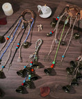 108 Piece DIY Witch Bell Kit For Protection And Home Decor with antique boho wind chime door knob hangers and wreaths displayed