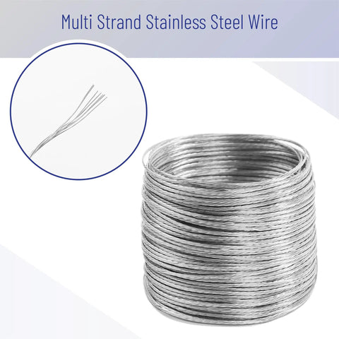 Picture Hanging Kit With 100 Feet Stainless Steel Braided Wire, multi strand roll