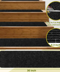 No Slip Carpet Stair Treads For Wooden Steps, 16 Piece 8 By 30 Inch Self Adhesive Stair Runners, Anti Slip Mats For Dogs Kids Elders, Quiet Durable Black