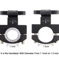 Handlebar clamps for Aluminum Aero Bar Armrest For Road Bikes Clip On TT Handlebar Extensions shown with diameter measurements.