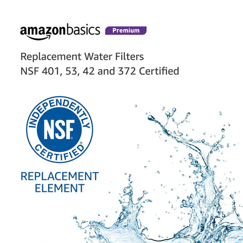Replacement Water Filter Cartridge For GE MWF Refrigerator, NSF Certified, blue certification logo, water splash graphic