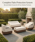 Built To Last Heavy Duty Waterproof Patio Ottoman Cover for square table, beige brown, with patio furniture, outdoor setting