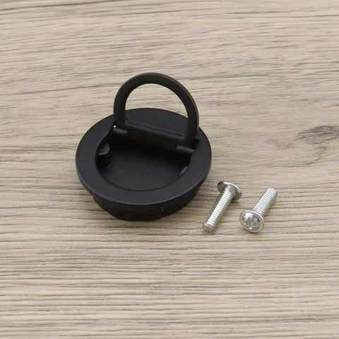 2 Pack Recessed Zinc Alloy Door Pull Handles With Screws, 40mm Flush Ring Pulls for cabinets and drawers, black finish
