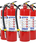 Four Pack Five Lb Abc Dry Chemical Fire Extinguisher Set Featuring No Fuss Quick Release Pin crafted for easy home fire safety.