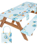 Waterproof Picnic Table Cover With Bench Covers Set Includes 1 Table Cover And 2 Bench Covers Fits 72 Inch Tables And 72 Inch Benches