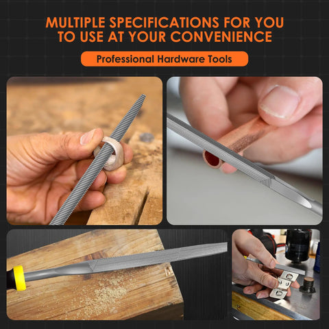 Six Piece Pro Grade Metal Needle File Set Made From Hardened Alloy Steel With Carbon Steel Construction shown in use