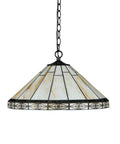 Belle Tiffany Style Mission 2 Light Ceiling Pendant With Shade In Bronze Finish Dope Handcrafted Stained Glass Fixture