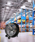 Beastly 30 Inch High Velocity Drum Fan With 13000 CFM High And 9000 CFM Low 2 Speed Heavy Duty Industrial Shop Fan in warehouse