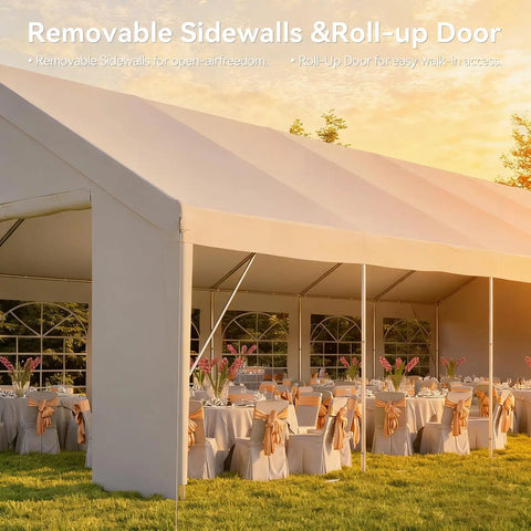 20x40 Foot Party Tent Canopy With Waterproof Top Removable Sidewalls Roll Up Door And Heavy Duty Steel Frame set up for an event
