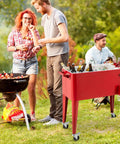 80 Quart Rolling Ice Chest With Wheels For Patio And Poolside Parties Tailgate Ready Outdoor Cooler Cart With drinks