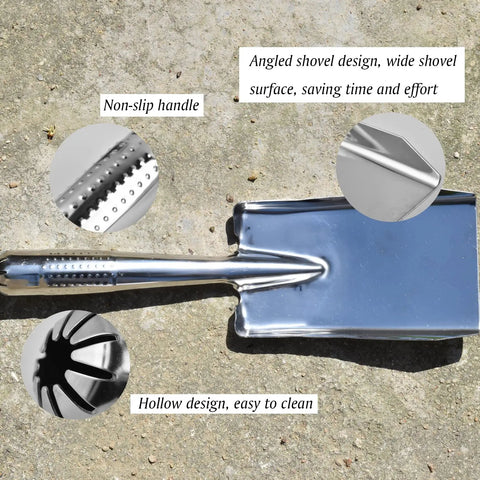Stainless Steel Garden Trowel Hand Shovel for Planting, Transplanting, and Weeding with ergonomic handle on concrete surface