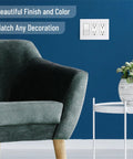 Living room with Screwless Decorator Wall Plates White 3 Pack 3 Gang Switch Cover Plate Electrical Outlet Cover on blue wall