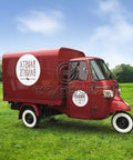 10.5 Ft Mobile Food Concession Trailer With Locking Drawers And Wide Prep Counter Turnkey Coffee Cart, red color, parked on grass.