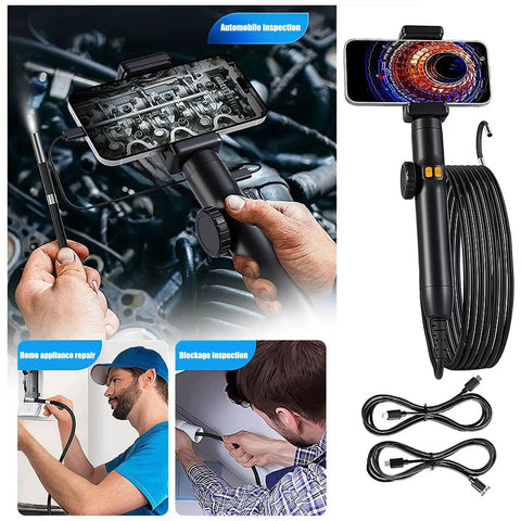 Heavy Duty Borescope Camera With Bendable Endoscope Lens For Tight Squeeze Diagnostics And Real Time Video Feed used for automobile inspection.