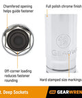 Three Eighths Inch Drive Six Point Deep Socket Fifteen Sixteenths Inch Heavy Duty Pro Grade with chamfered opening and off-corner loading