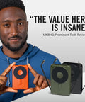 Solid Pick 20W Magnetic Power Bank With Built In Cables 10000mAh Fast Charging Battery MagSafe Compatible in orange and green.