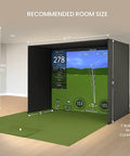 Golf Simulator Enclosure For Home 10x8 Ft Cage With HD Impact Screen in indoor room setup