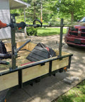 2 Place Locking Trimmer Rack For Open Landscape Trailers Heavy Duty Steel Weed Eater Holder mounted on trailer